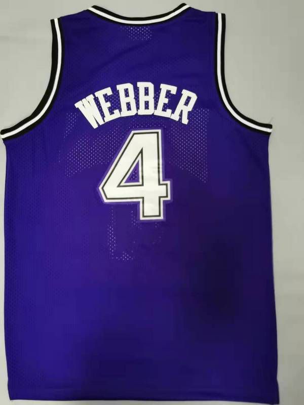 Men Sacramento Kings #4 Webber Purple Throwback Gourmet mesh NBA Jersey->sacramento kings->NBA Jersey